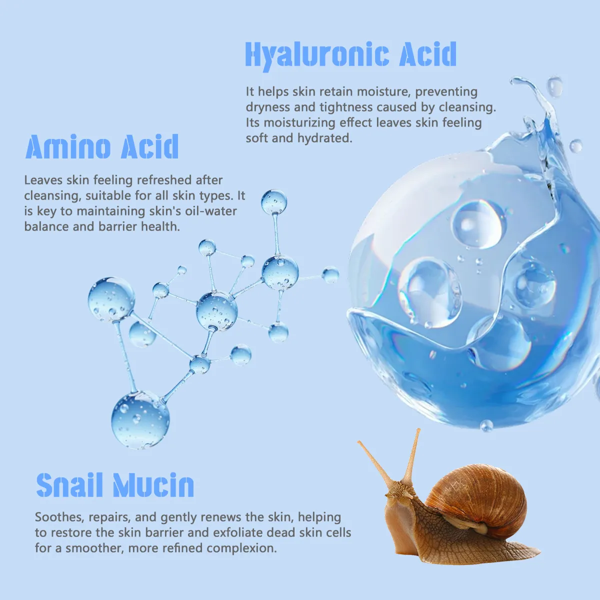 Disunie Hyaluronic Acid & Snail Facial Cleanser Wholesale | Bulk Supplier