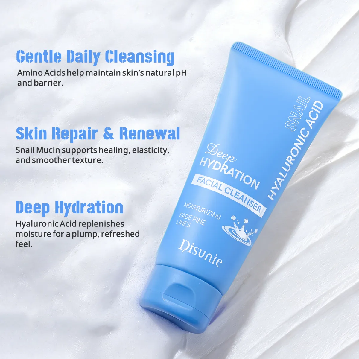 Disunie Hyaluronic Acid & Snail Facial Cleanser Wholesale | Bulk Supplier