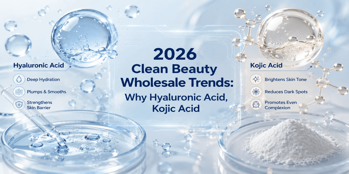 2026 Clean Beauty Wholesale Trends Why Hyaluronic Acid, Kojic Acid & Private Label Are Booming