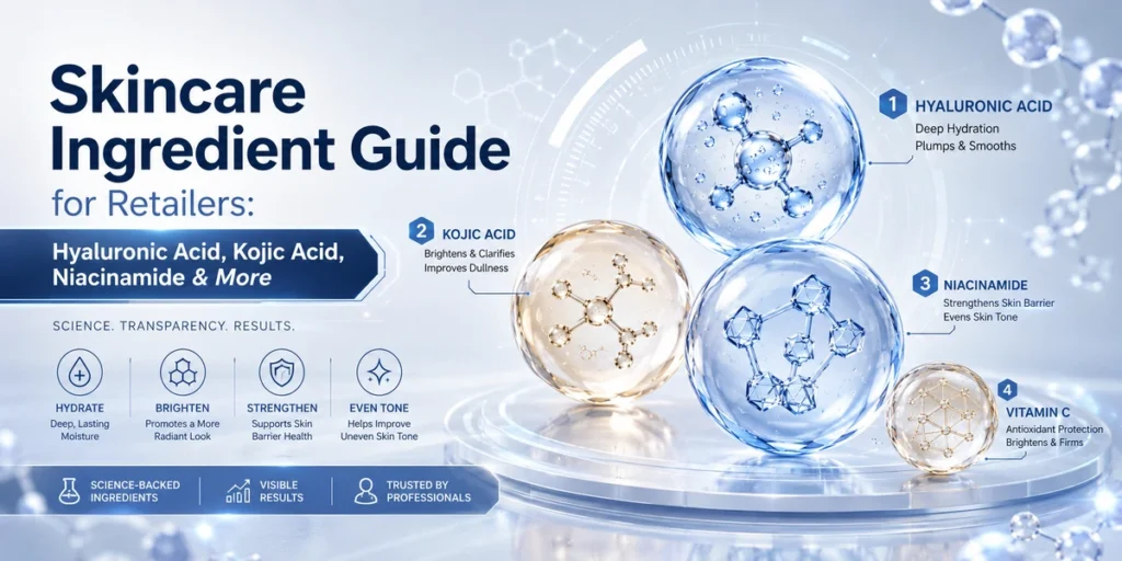 Skincare Ingredient Guide for Retailers Hyaluronic Acid, Kojic Acid, Niacinamide & More