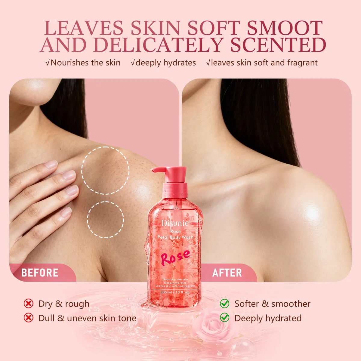 Disunie Rose Petal Body Wash Wholesale | Hyaluronic Acid Bulk Supplier