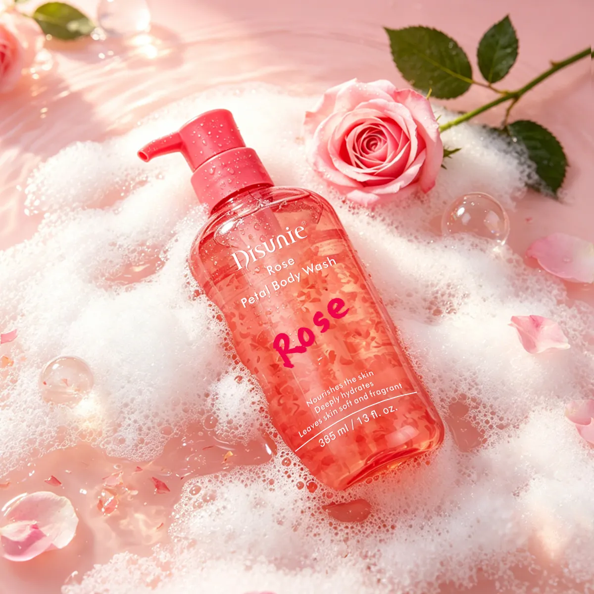 Disunie Rose Petal Body Wash Wholesale | Hyaluronic Acid Bulk Supplier
